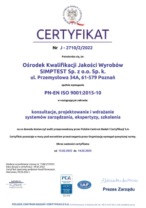 certyfikat PN-EN ISO 9001:2015-10